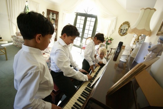 A bevvy of beautiful boys on Paula and Blair's wedding day