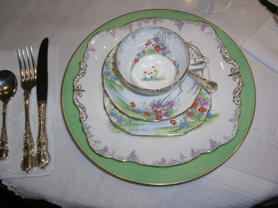 Susan's favourite place setting of the moment. The pattern is called ‘Merrivale’ by Paragon